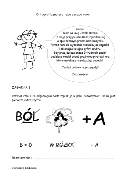 Gra ortograficzna typu escape room