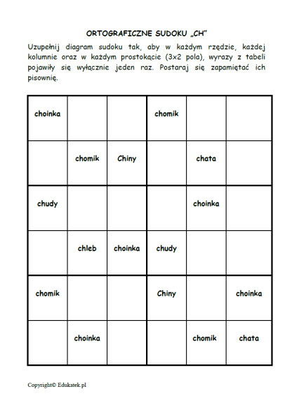 Sudoku-gry ortograficzne