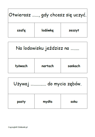 klamerkowe czytanie ze zrozumieniem 2