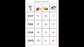 zabawa literowa nauka czytania 1