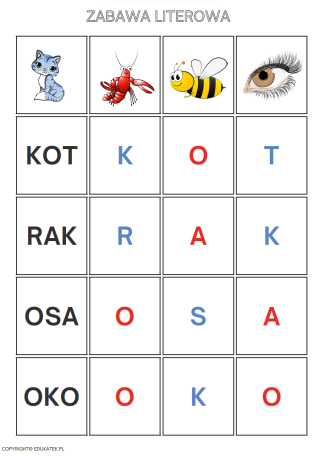 zabawa literowa