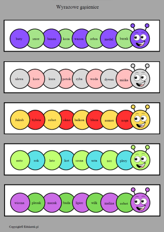 wyrazowe gąsienice 1