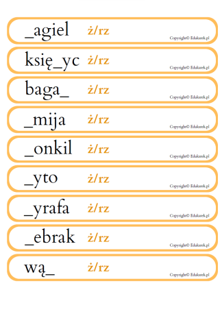 Gra typu kaboom – ortografia