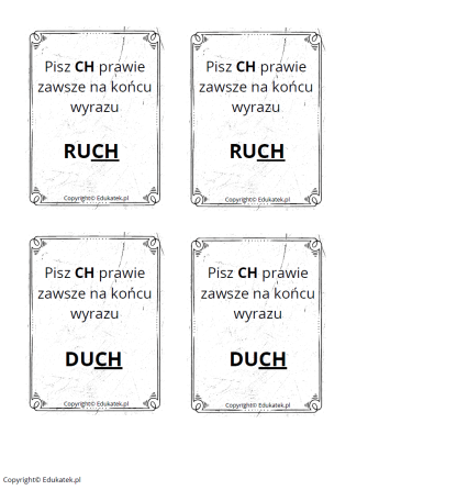memory ortograficzne zasady pisowni ch-h wersja czarno biała 3