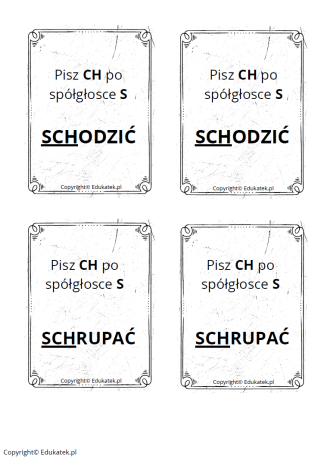 memory ortograficzne zasady pisowni ch-h wersja czarno biała 1