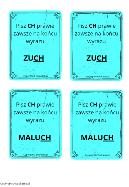 memory ortograficzne zasady pisowni ch-h wersja kolorowa 3