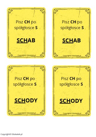 memory ortograficzne zasady pisowni ch-h wersja kolorowa 1
