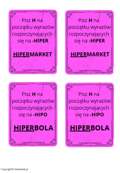 memory ortograficzne zasady pisowni ch-h wersja kolorowa 2