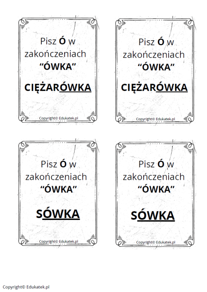 memory ortograficzne-zasady pisowni u-ó 2