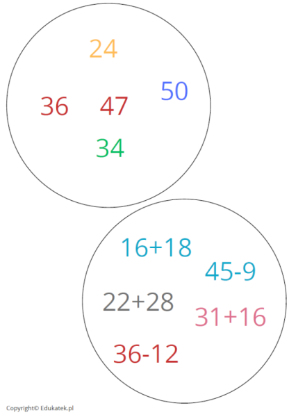 Wyszukiwanka matematyczna - dodawanie i odejmowanie