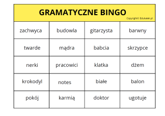 gramatyczne bingo 1
