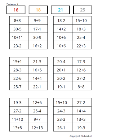 matematyczne kodowanie dodawanie i odejmowanie 1