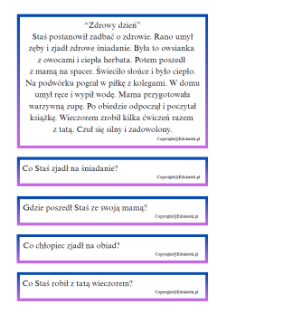 czytanie ze zrozumieniem poziom średni 2