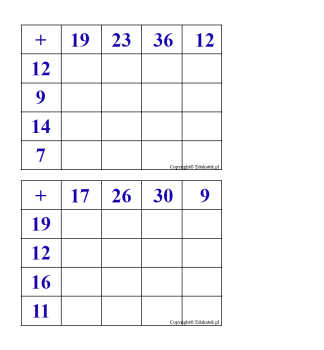 dodawanie w kratkę 1