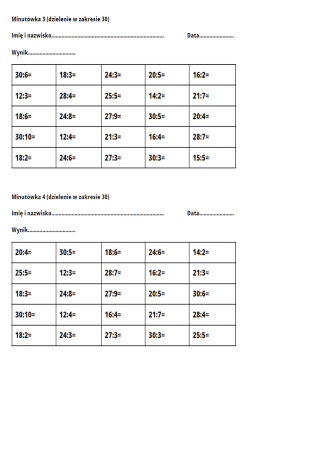 trening matematyczny dzielenie 4